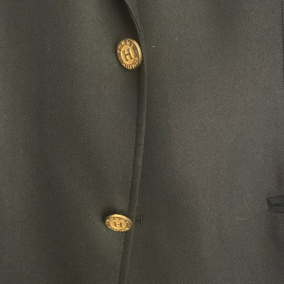 Tommy Hilfiger Navy Blue Size L Silk (55%) and Wool (45%) Blend Blazer - Picture 3 of 7
